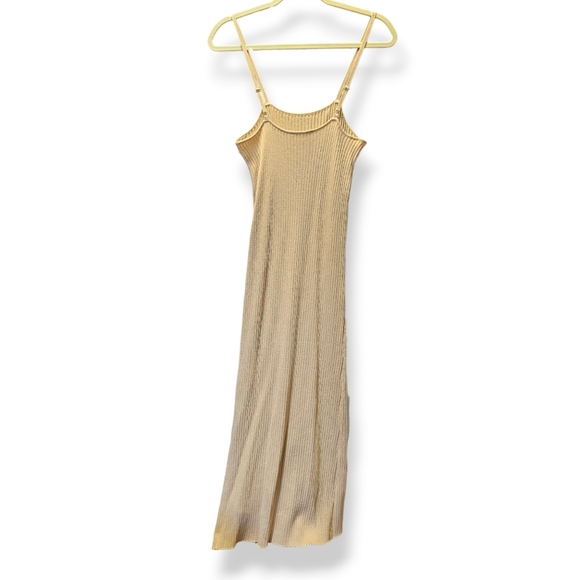 NEW Double Zero Ribbed Knit Nude Spaghetti Strap Midi Dress size Lovely Large - Picture 5 of 6